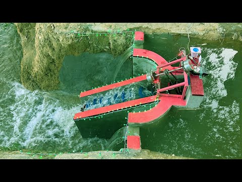Mini hydroelectric design with unique screw turbine