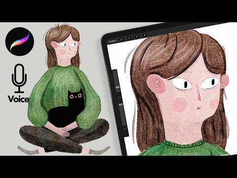 Watercolor Illustration Tutorial // Women with Black Cat // Procreate tutorial for Cute People