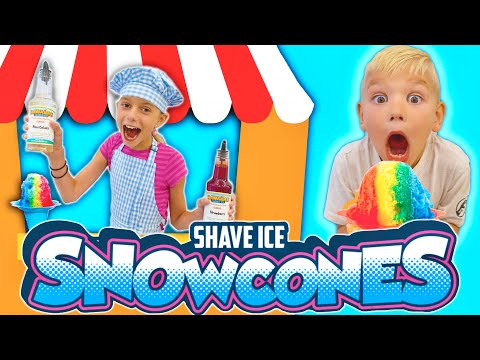 Buying Real Snow Cones At The Pretend Drive Thru Shack With A Real SnoCone Machine!