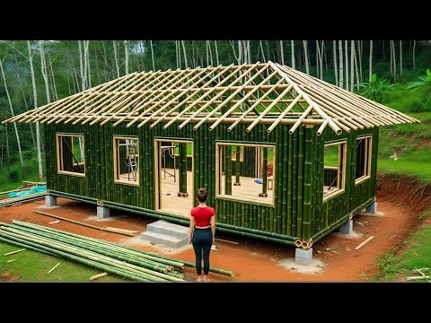 Woman Builds Beautiful BAMBOO House in The Forest in Just 25 Days | by @Trieu Mai Huong