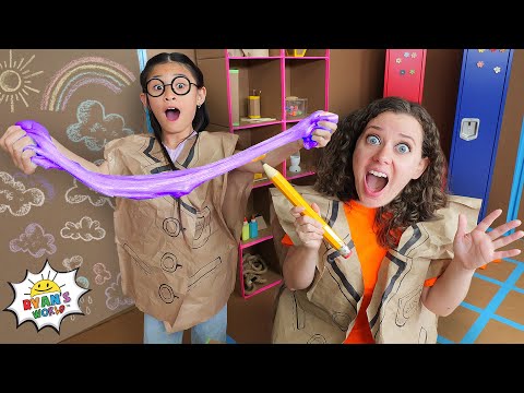KIDS VS ADULTS Cardboard School Adventures!