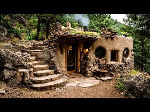 Wilderness Survival Adventure | Step-by-Step Stone Shelter with Fireplace and Cooking Area