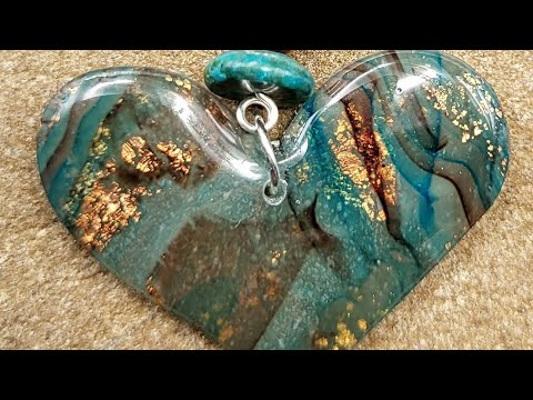 Faux stone- alcohol ink and copper foil polymer clay