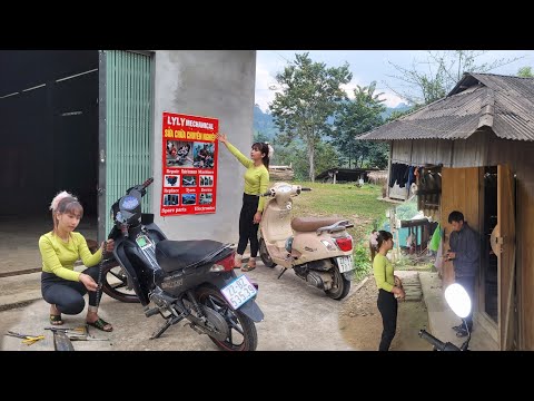 The girl reattached the motorcycle chain and paid the rent each month.