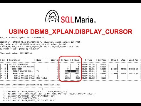 Using DBMS_XPLAN.DISPLAY_CURSOR to examine execution plans