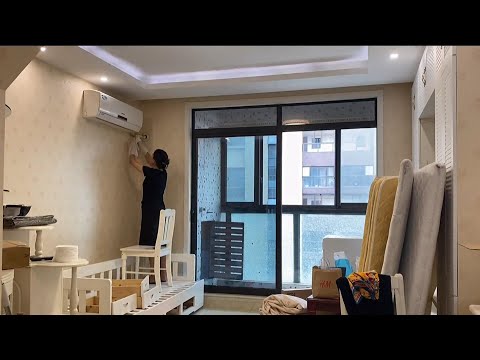 Amazing A single lady cleans and renovates the room Makeover She came to live in the new city