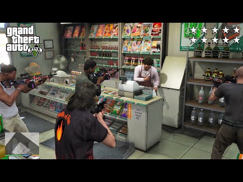GTA 5 - Franklin, Lamar, Michael, Trevor, Chef and Wade's TEN STAR COP BATTLE/ESCAPE