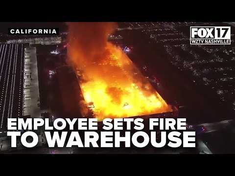 Employee sets fire to paper goods warehouse in California and later arrested