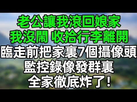 老公讓我滾回娘家，我沒閙 收拾行李離開 臨走前把家裏7個攝像頭的監控錄像發家族群裏，全家徹底炸了！#深夜淺讀 #夜讀人生 #大橘講故事  #情感故事  #講故事  #幸福生活 #深夜故事