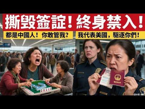 中國大媽旅遊團紐約機場擺麻將桌、怒吼都是中國人憑什麼管我們！華裔女移民官當場撕毀簽證：你們讓幾代華人蒙羞，終身禁入美國！