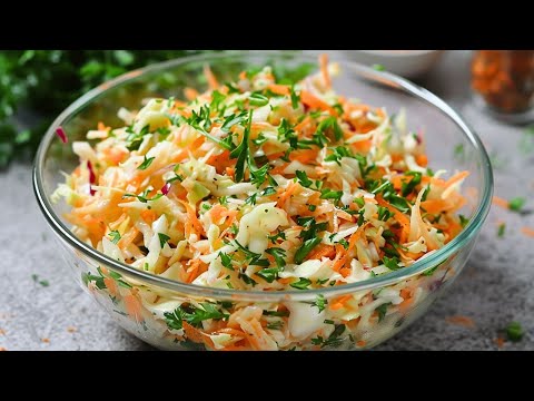 Delicious salad in 3 minutes! I never get tired of eating this salad! Coleslaw Style
