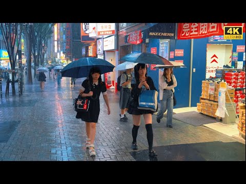 【4K HDR】8 Hours Heavy Rain ASMR | Walk in Shinjuku（新宿）Tokyo Japan | Rain sounds for sleeping