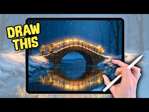 PROCREATE Landscape Drawing Tutorial - Snow Bridge in easy steps