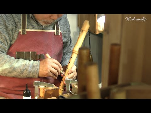 Process of making Wooden Recorder. Beautiful baroque melody. Korean recorder artisan