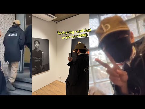 OMG YESSS TAEHYUNG FINALLY ATTENDED HIS OWN EXHIBITION OMG🥹 HE’S INTERACTING WITH FANS TOO