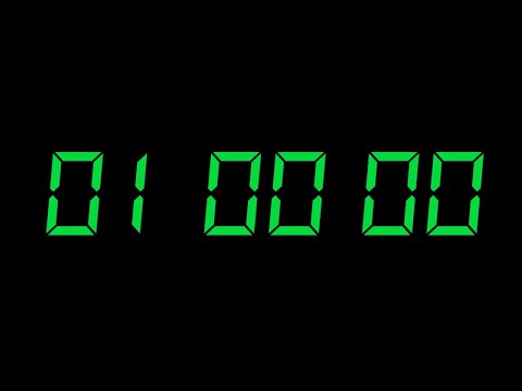 1-Hour Digital Clock Countdown — Neon Green Timer