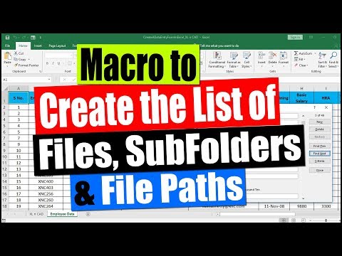 Create the list of Files and Sub-folders in a Folder in Excel (Macro to list File Names)