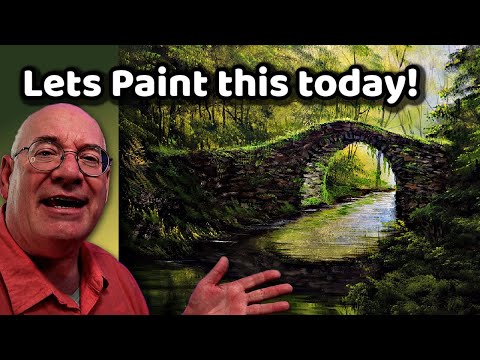 How to paint this Stone Bridge with Oils - Easy Steps For Beginners!