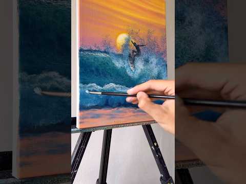 Surfing Waves Acrylic Painting 🎨 #acrylicpainting #art #surf #artist