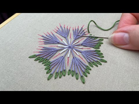 🌸 Very Easy Flower Embroidery Designs for Beginners | Step by Step Long Tailed Daisy Stitch Tutorial