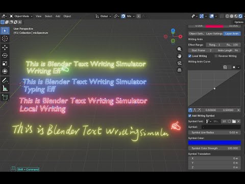 Blender Text Writing Effect Simulator