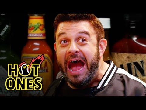 Adam Richman Fanboys Out While Eating Spicy Wings | Hot Ones