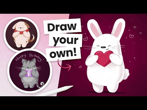How To Draw Cute Animals (easy!) + Bonus blinking animation
