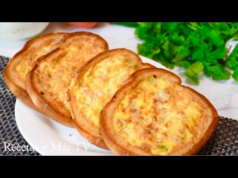 Desayuno con Pan relleno de Jamón y Queso rico en menos de 10 Minutos