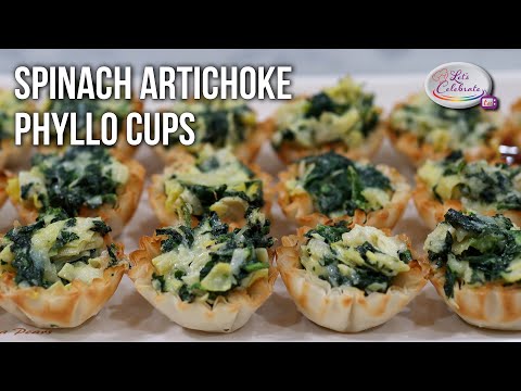 Spinach Artichoke Phyllo Cups - a Warm and Cheesy Appetizer