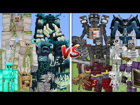 ALL MUTANT IRON GOLEMS & WARDENS VS ALL MUTANT WITHER SKELETONS & SKELETONS IN MINECRAFT MOBS BATTLE