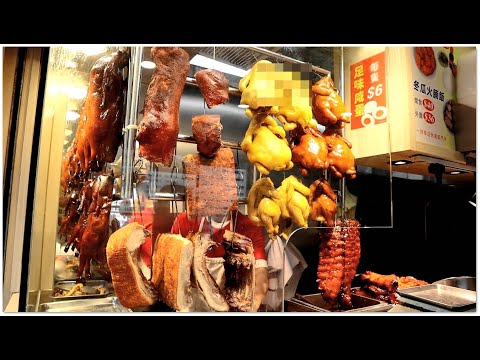 Hong Kong Pork Rice So Good Yummy Hong Kong Food 燒臘太好食啦 泰妹靚女也來吃燒味飯 五寶飯 燒腩仔脆卜卜 乳豬燒鵝燒乳鴿燒鴨 香港美食 新光燒味飯店