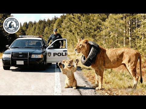Animal Rescue Lion Cub Blocks Road to Save Its Trapped Mother #21