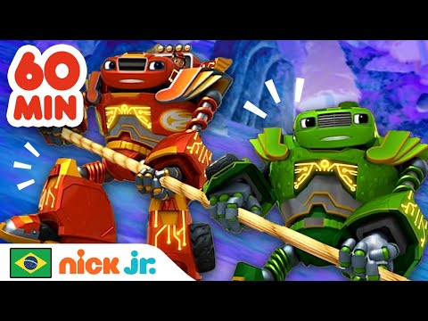 Blaze e os Monster Machines | 1 Hora Com os Monster Machines Resgatando Uns aos Outros! | Nick Jr.