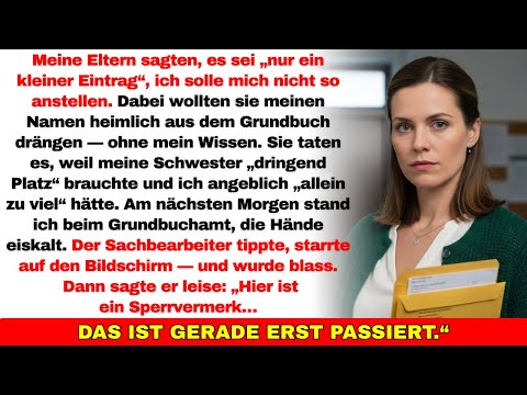 Meine Eltern wollten mir meine Wohnung heimlich entziehen—bis das Grundbuch plötzlich gesperrt wurde