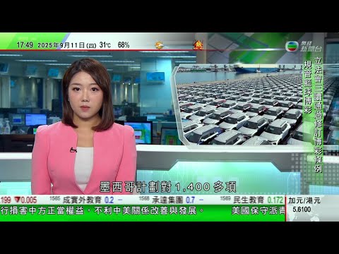 無綫TVB 六點半新聞報道｜以色列軍不足兩周內第二次空襲也門胡塞武裝至少35死｜墨西哥擬大幅調高中國等亞洲國汽車關稅 北京稱反對排他措施｜甲骨文股價大漲　創辦人艾利森身家一度超越馬斯克成為全球首富｜