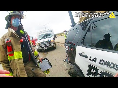 Distracted Driver Crashes into Police Officer During Traffic Stop