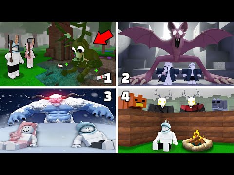 [로블록스] 사슴을 치료해주고 새로운 박쥐 보스와 북극 보스가 나타났어요!! 99일 생존 모음!! (99 Nights In The Forest Games) - 민또 경또 -