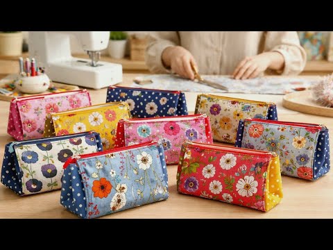 Cute Open Wide Box Pouch in just 15 Minutes 💖 Easy to Sew, Even beginners can make one