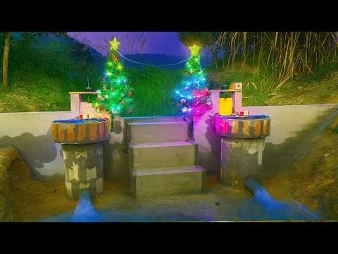 DIY Water Power Generator Decorated for Christmas