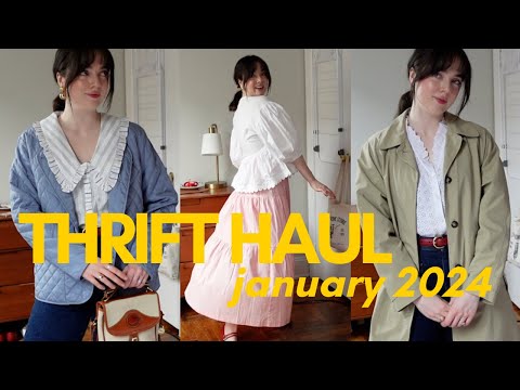 everything I thrifted in January: thrift haul, try on, and styling outfits for spring