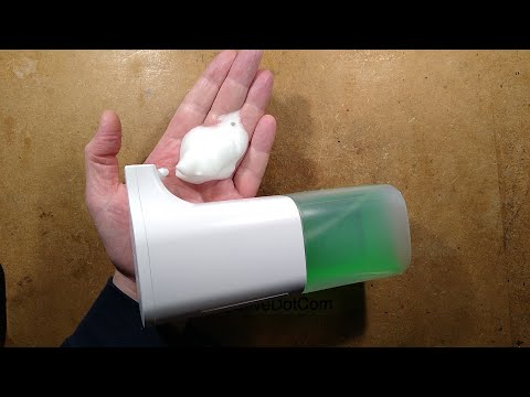 Inside an automatic foam soap dispenser with clever pump.
