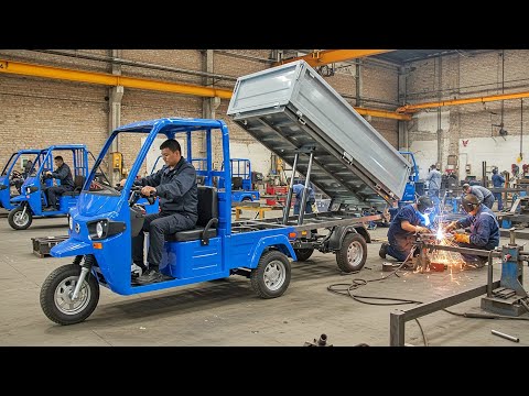 "Incredible Production of Electric Cargo Three-Wheelers for Urban Transport"