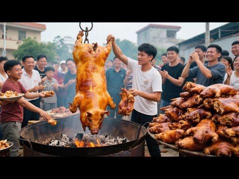 In rural Zhanjiang  a 130kg pig can be sold for 4500 yuan after being roasted.