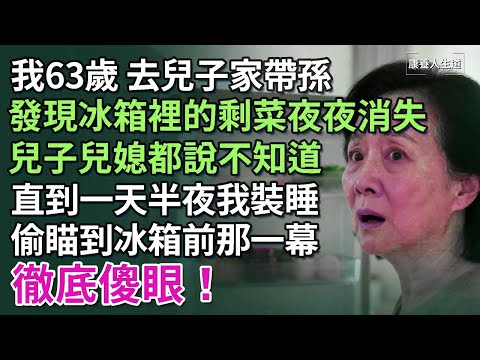 我63歲，去兒子家帶孫，發現冰箱裡的剩菜夜夜消失，兒子兒媳都說不知道，直到一天半夜我裝睡，偷瞄到冰箱前那一幕，徹底傻眼！【康養人生道】 #康養人生道 #上了年紀該明白的事 #養老 #聰明老人