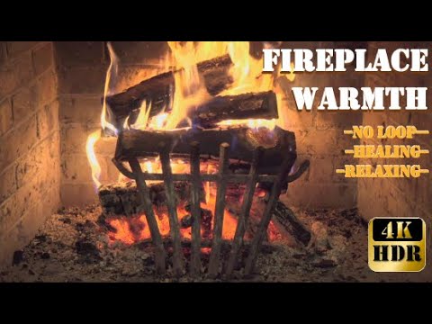 Warmth and Peace from a Real Fireplace 暖炉 – No Loop | 4K Real Fire Sounds for Deep Relaxation