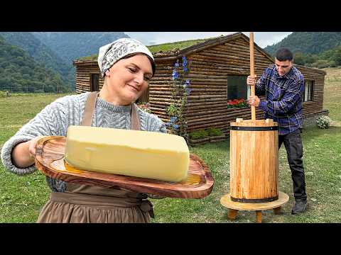 Traditional Family Recipe Making Creamy Butter from Fresh Cow Milk!