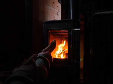 Starting the fire at the cabin #shelter #survival #cabin