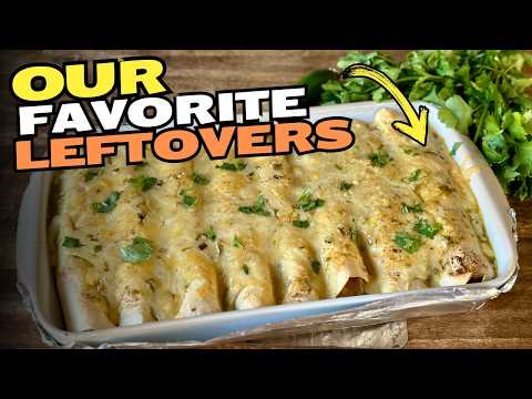 EASY Turkey Enchiladas Verde with LEFTOVER TURKEY - SO GOOD!