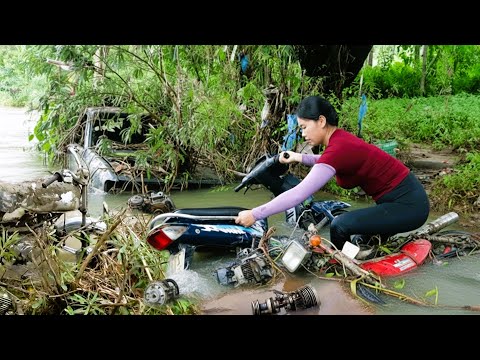 Mechanical Girl Brings Flood-Damaged Engines Back to Life &Fully Restores Long-Abandoned Motorcycles