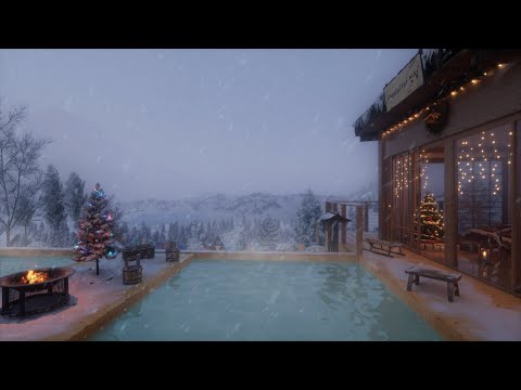 Christmas Blizzard at Choolutter Lodge | Snowstorm, Crackling Fire, Wind, Water Sounds, White Noise